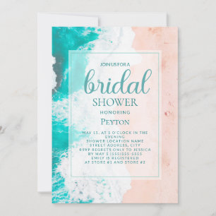 Beach Ocean Turquoise Tan Coastal Bridal Shower Invitation