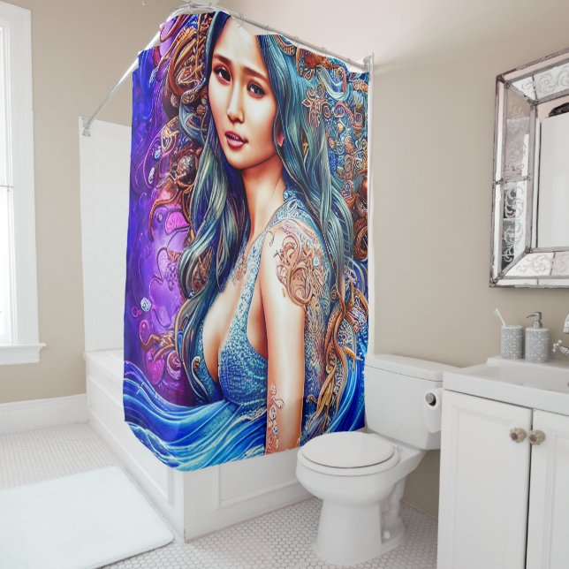 Beach Ocean Underwater World Fantasy Art  Shower Curtain (In Situ)