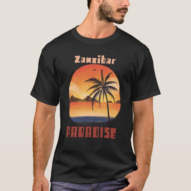 Beach Ocean Vacation Zanzibar Surfing Palm tree Su T-Shirt (Front)