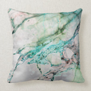 Beach Ocean Water Grey Mint Silver Gold Marble Cushion