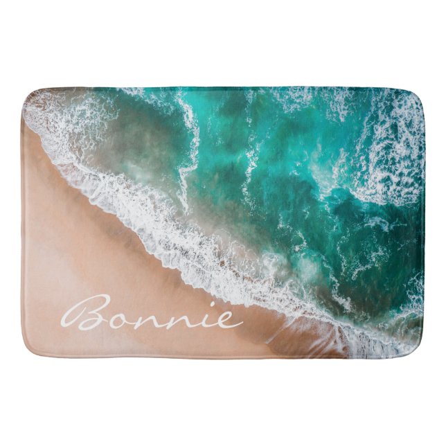 Beach ocean water on seashore sand tropical summer bath mat (Front)