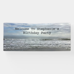 Beach Ocean Water Sky Photo Cool Birthday Party Banner