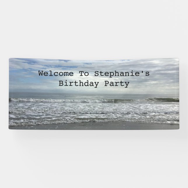 Beach Ocean Water Sky Photo Cool Birthday Party Banner (Horizontal)