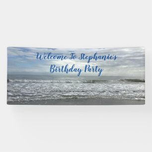 Beach Ocean Water Sky Photo Cute Birthday Party Banner