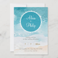 Beach, Ocean Watercolor Background Wedding