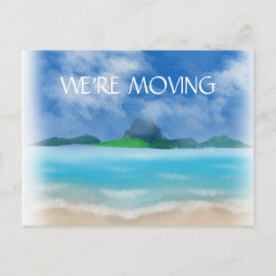Beach Ocean Watercolor Change Address Announcement