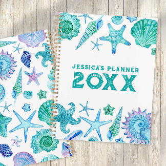 Beach Ocean Watercolor Shells & Starfish Organiser