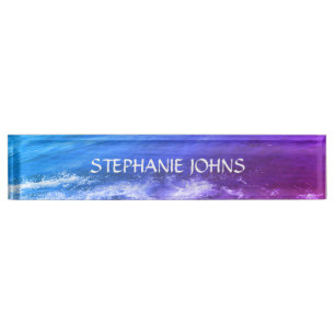 Beach Ocean Wave Monograms Custom Name Artsy Nameplate