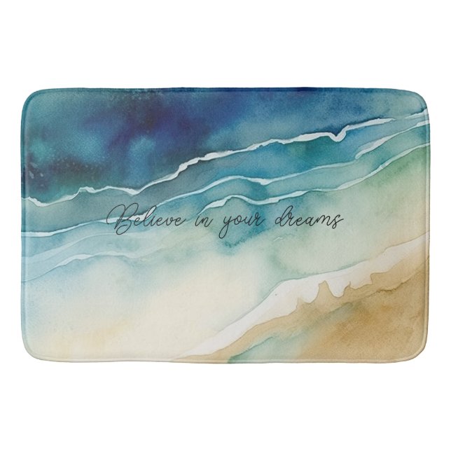 Beach Ocean Waves Bath Mat (Front)