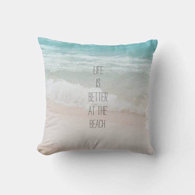 Beach Ocean Waves Cushion (Front)
