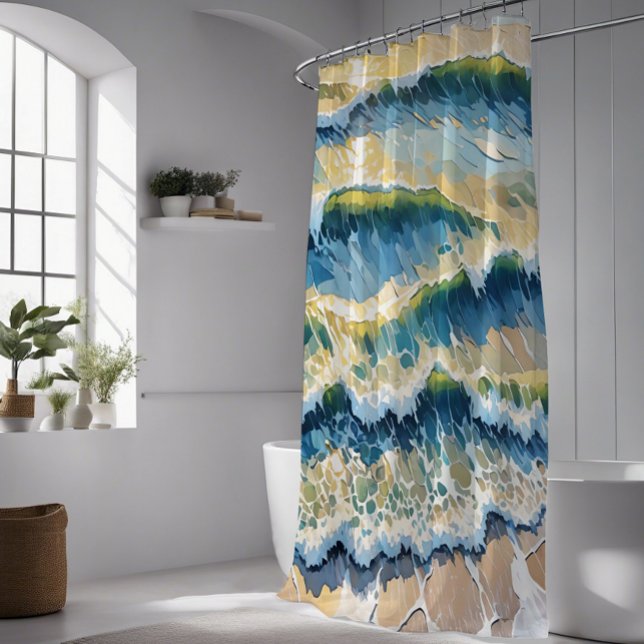 Beach Ocean Waves Design 345 Shower Curtain (Creator Uploaded)
