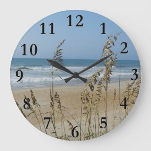 Beach Ocean Waves Sand Dune Sea Oats Landscape Large Clock