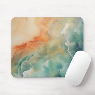 Beach Ocean Waves Teal Aqua Sandy Orange  Mouse Pad