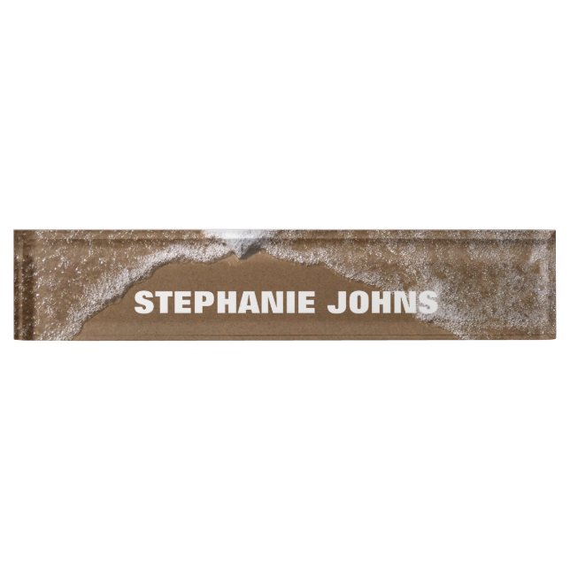 Beach Ocean Waves Water Monograms Custom Name Gift Nameplate (Front)