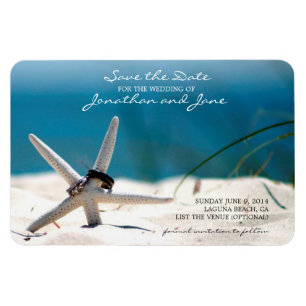 Beach Ocean Wedding Rings Starfish Save the Date Magnet