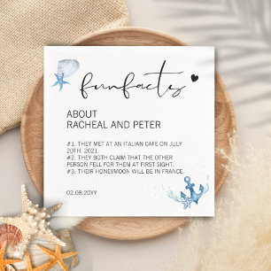 Beach Ocean Wedding Script Simple Fun Facts Napkin