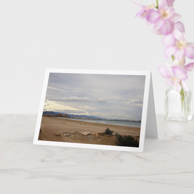 Beach of the Malvarrosa of Valencia Landscape Card (Orchid)