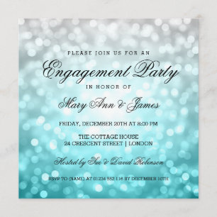 Beach Ombre Bokeh Lights Elegant Engagement Party Invitation