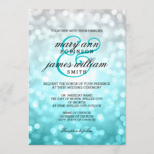 Beach Ombre Bokeh Lights Elegant Wedding Invitation