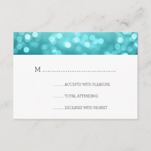 Beach Ombre Bokeh Lights Elegant Wedding RSVP Card