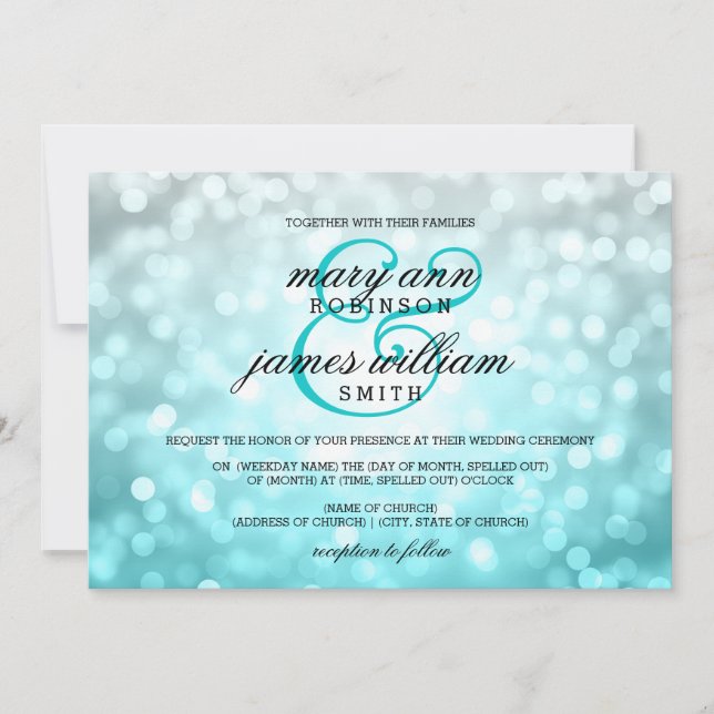 Beach Ombre Bokeh Lights Summer Wedding Invitation (Front)