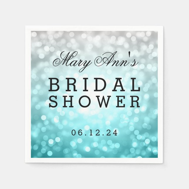 Beach Ombre Glitter Lights Bridal Shower Favour Napkin (Front)