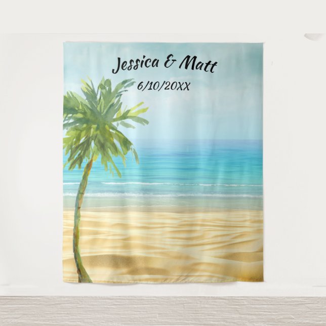 Beach or destination Wedding Photo Booth Backgroun Tapestry (Front)