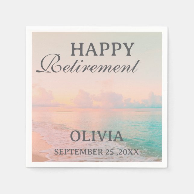 Beach or Summer Theme Retirement Party Napkin (Front)