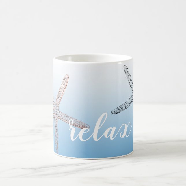 Beach Orange Blue Starfish Relax Coffee Mug (Center)
