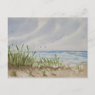 Beach painting  announcement postcard