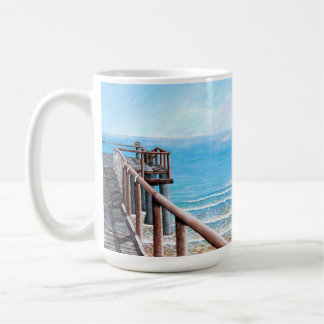 Beach Painting Wooden Pier Ocean Coffee Mug