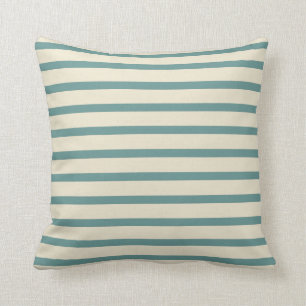 Beach Palette: Teal Stripes on Sand Cushion