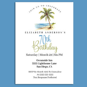 Beach Palm Tree 70th Birthday Invitation