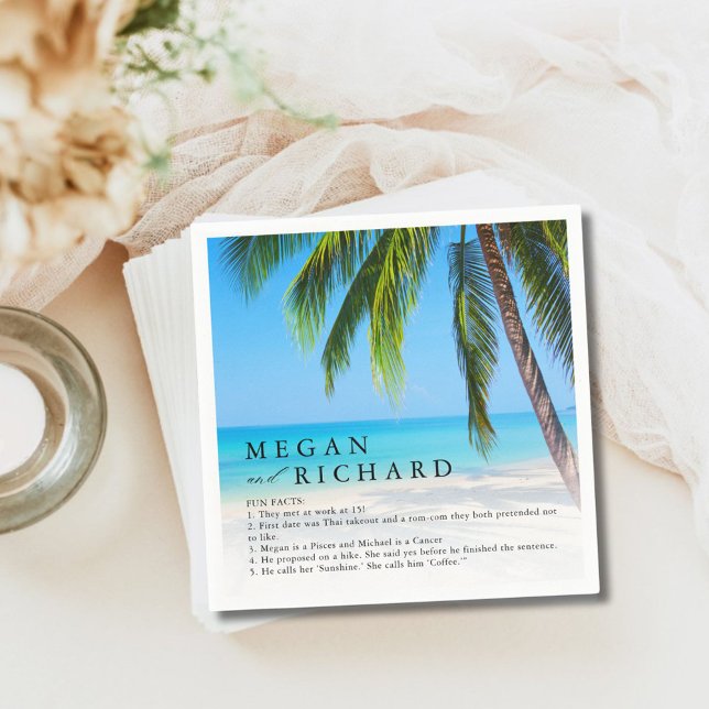 Beach Palm Tree Fun Facts Wedding Reception   Napkin (Beach Palm Tree Fun Facts Wedding Reception Napkins)