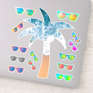 Beach Palm Tree & Mirror Sunglasses Sticker Pack
