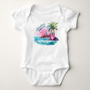 Beach Palm Tree Mountain View Adventure Awaits Baby Bodysuit
