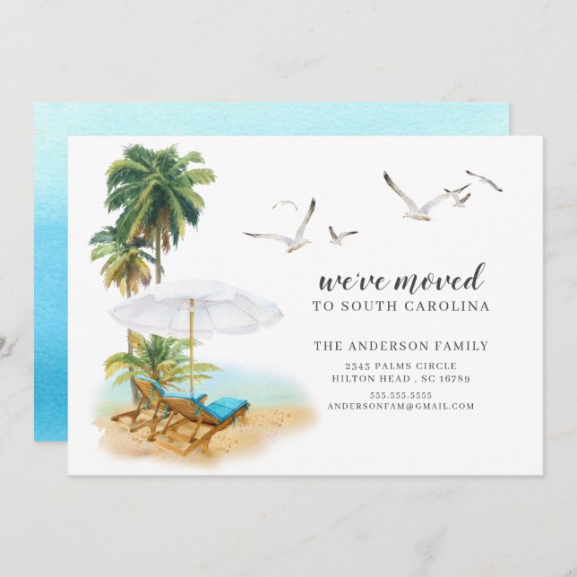 Beach Palm Tree Moving Announcement (Front/Back)