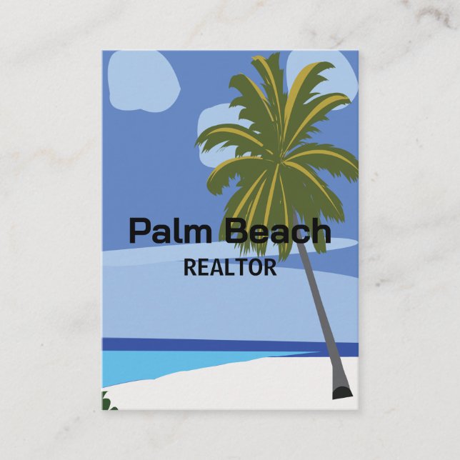 Beach Palm Tree Realtor Beach Business Card (Front)