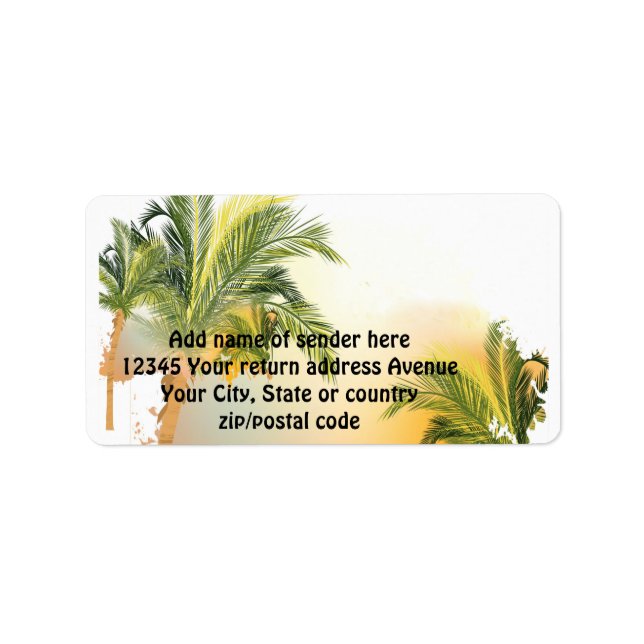 Beach Palm Tree Return Address Label (Front)