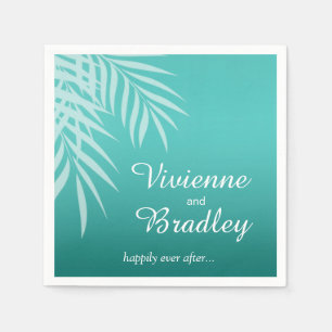 Beach Palm Tree Silhouette Cocktail   aqua Napkin
