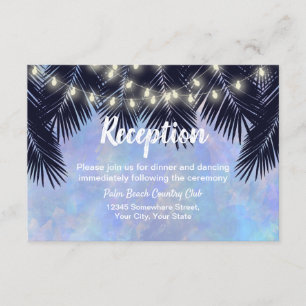 Beach Palm Tree String Lights Watercolor Reception Invitation