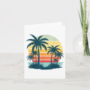 Beach Palm Tree Sunset Graphic Tropical Summer Vac Card