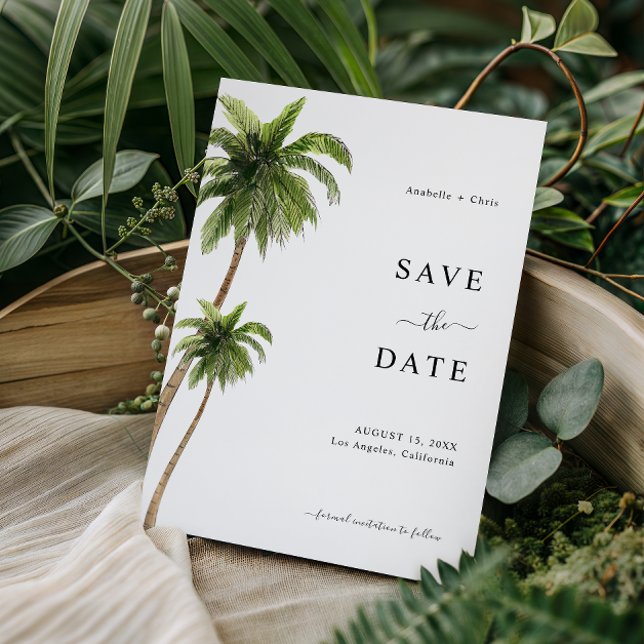 Beach Palm Tree Tropical Destination Wedding Save The Date (Creator Uploaded)
