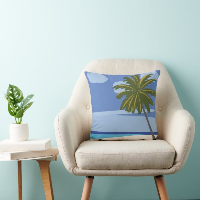 Beach Palm Tree Vacation Beach House Cushion (Chair)