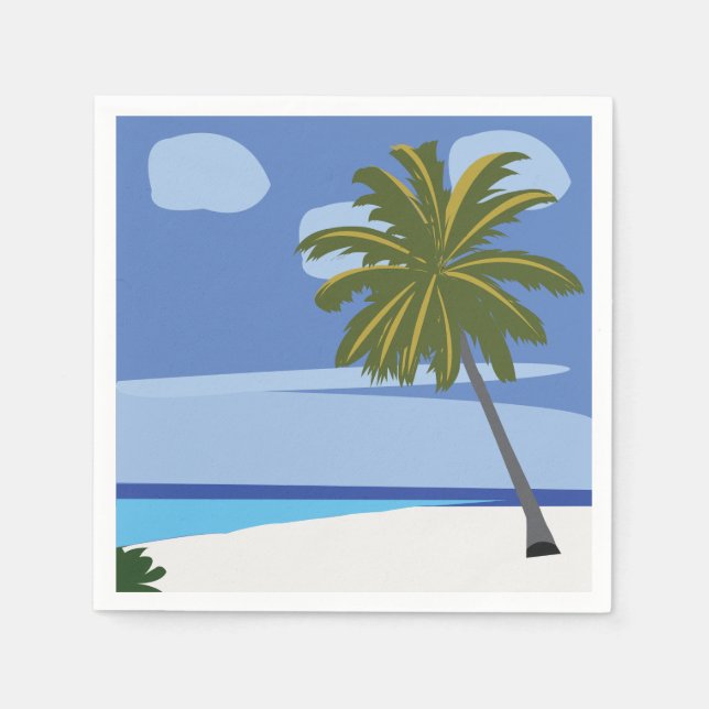 Beach Palm Tree Vacation Beach Party Napkin (Front)