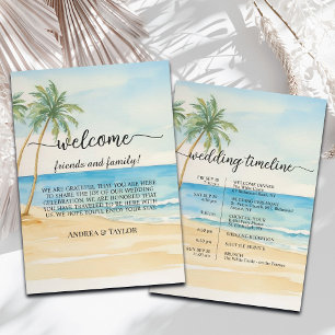 Beach Palm Tree Wedding Bag Letter & Timeline Card