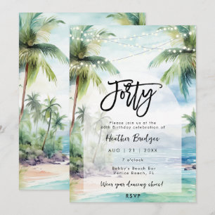 beach palm trees 40th birthday party invitation