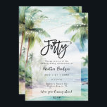 beach palm trees 40th birthday party invitation<br><div class="desc">A lovely tropical beach background with palm trees and string lights 40th birthday invitation with matching beach reverse side. Easy to edit or delete the available text fields to personalize the information with your own details for a professional and custom finish. Matching items are available in this boho beach collection....</div>