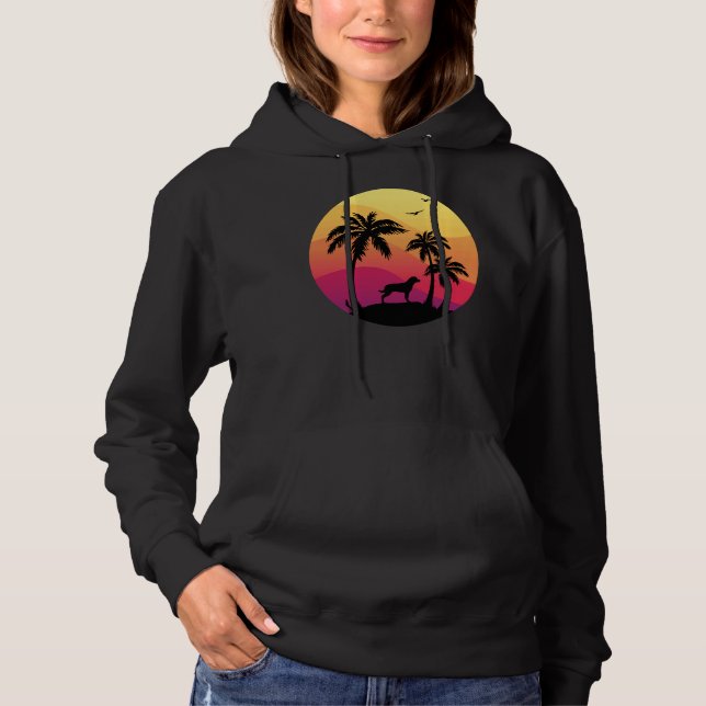 Beach Palm Trees And Rottweiler Hoodie (Front)