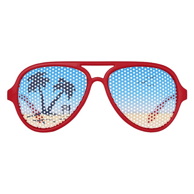 Beach Palm Trees Aviator Sunglasses (Front)